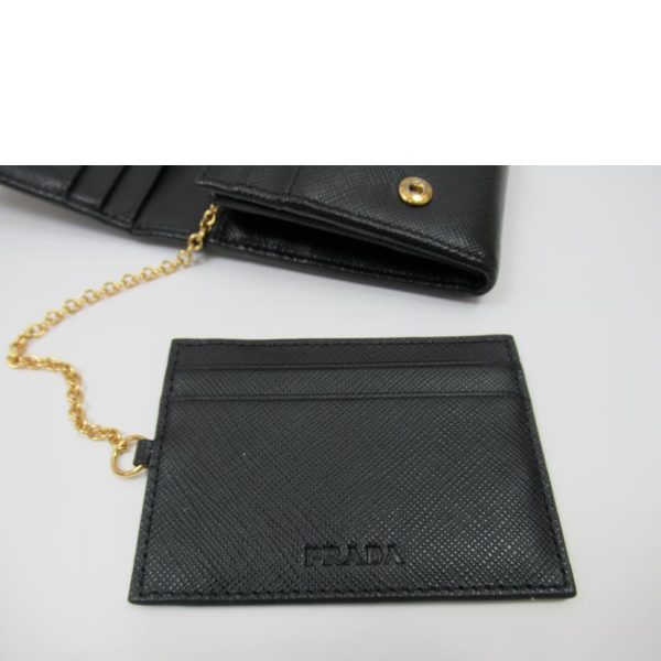 35347 7 PRADA Prada Bi Fold Long Wallet Saffiano Bag Black