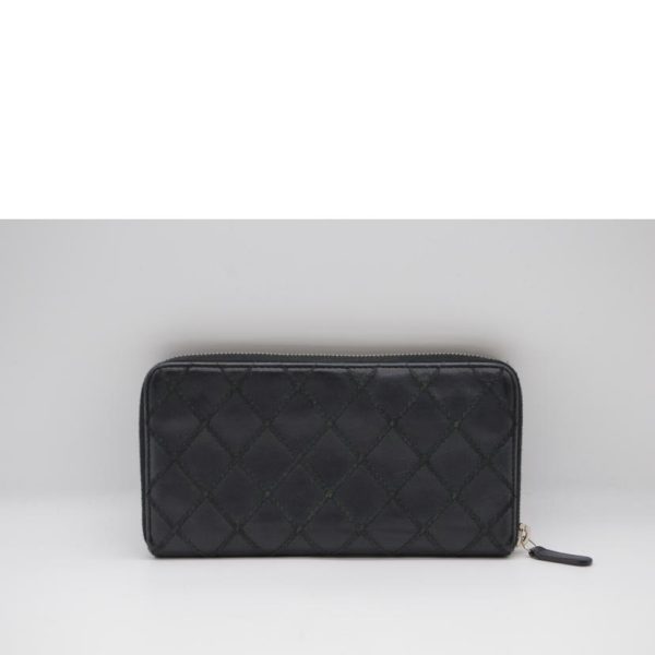 35531 2 Chanel Wild Stitch Round Zipper Long Wallet Noir