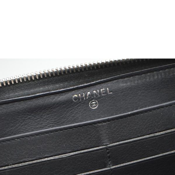 35531 8 Chanel Wild Stitch Round Zipper Long Wallet Noir