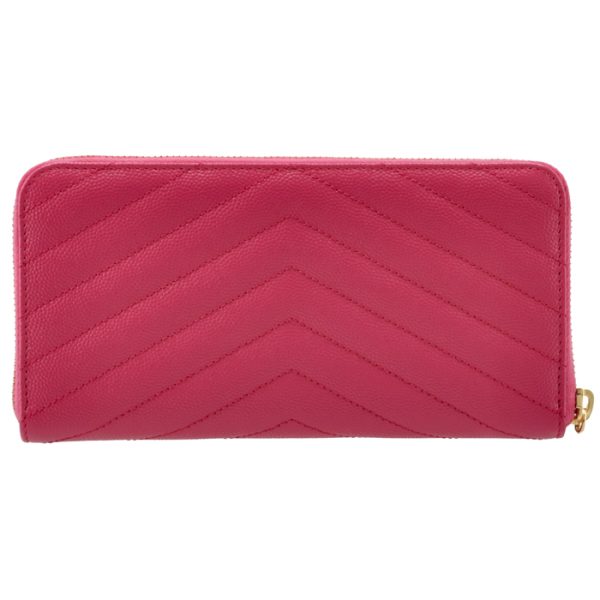 358094bow015526 2 Saint Laurent Paris Long Wallet Round Zip Quilted Pink