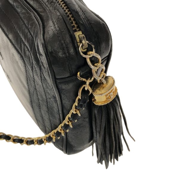 35868310 10 Chanel Shoulder Bag Fringe Lambskin Black