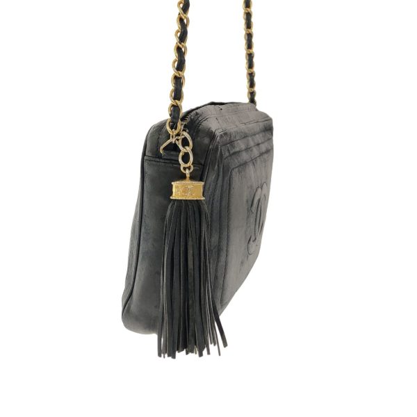 35868310 2 Chanel Shoulder Bag Fringe Lambskin Black