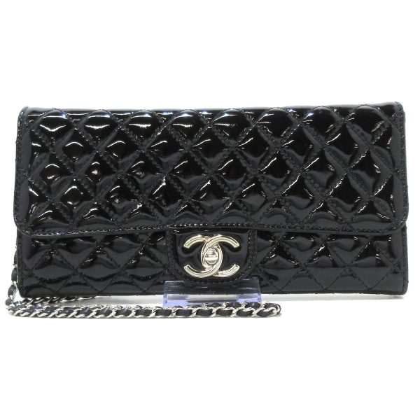 35871292 1 Chanel Matelasse Wallet Enamel Leather Black