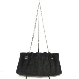 35872621 1 Salvatore Ferragamo Gancini Suede Shoulder Bag Black