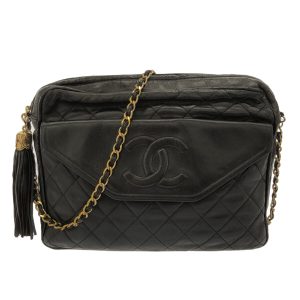 35874162 1 Chanel Quilted Tote Clutch Bag Nylon Leather Black Coco Mark Gold Hardware