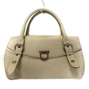 35876136 1 Salvatore Ferragamo Gancini Leather Handbag Ivory