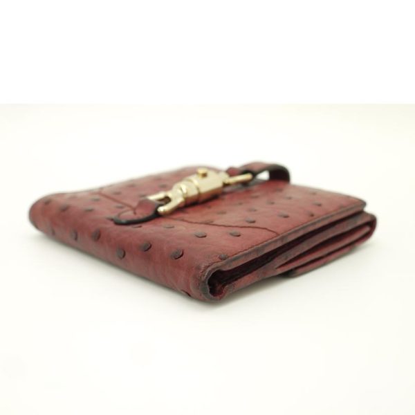 35899 3 GUCCI W Hook Jackie Bifold Wallet Wine Red