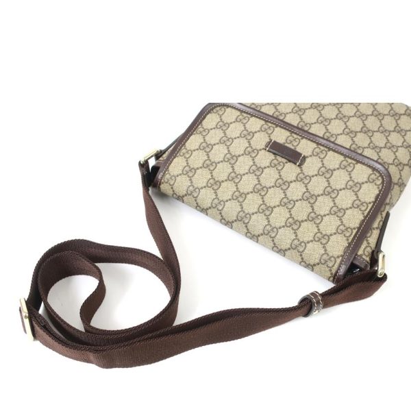 35953 3 GUCCI GG Supreme Shoulder Bag Diagonal Hook Brown