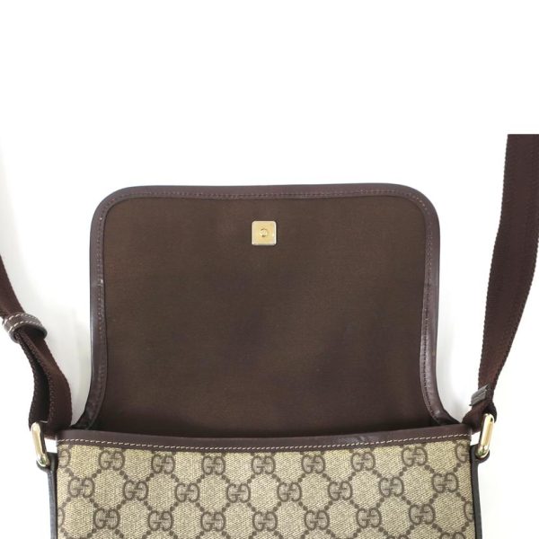 35953 6 GUCCI GG Supreme Shoulder Bag Diagonal Hook Brown