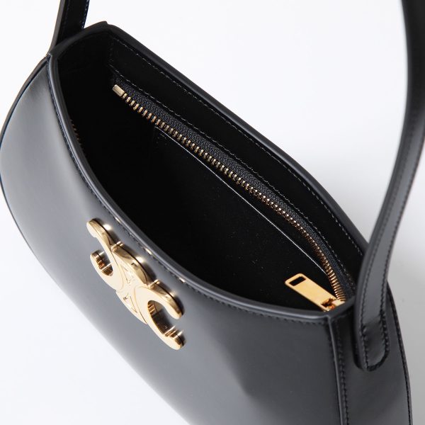 360221466 7 Celine Medium Tilly Leather Triomphe Bag Black