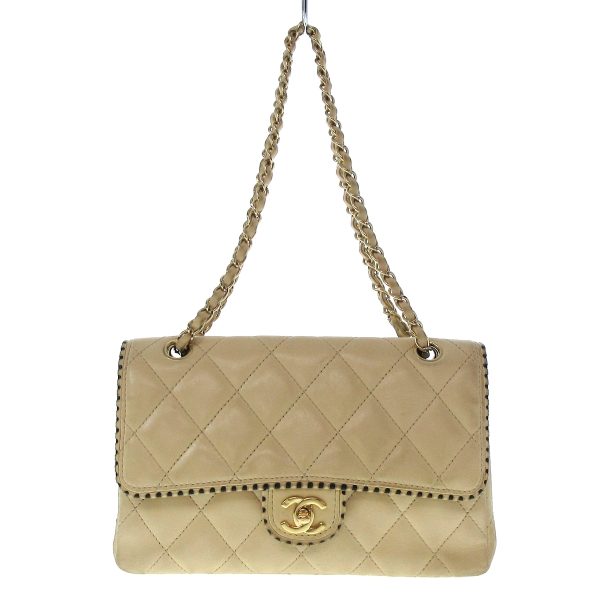 36047775 1 Chanel Single Flap Shoulder Bag Lambskin Beige