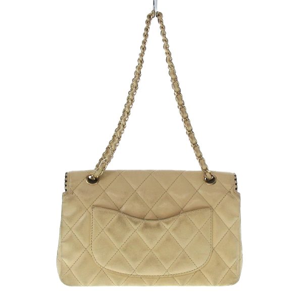 36047775 3 Chanel Single Flap Shoulder Bag Lambskin Beige