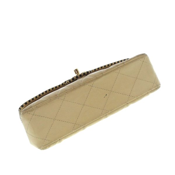 36047775 4 Chanel Single Flap Shoulder Bag Lambskin Beige