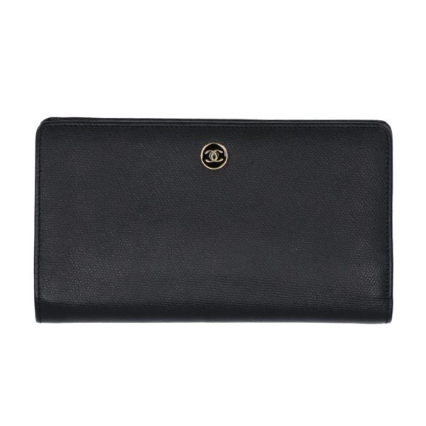 36194 1 Chanel Coco Button Bi Fold Wallet Bag Black