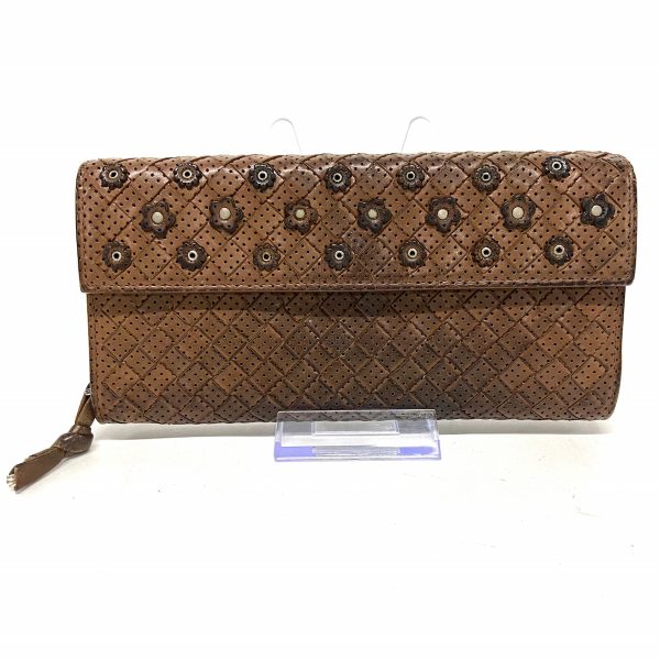 36399606 1 Bottega Veneta Intrecciato Long Wallet Brown Leather