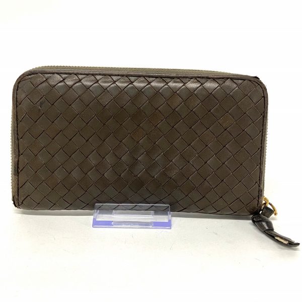 36399608 2 Bottega Veneta Intrecciato Round Zipper Wallet Brown Leather