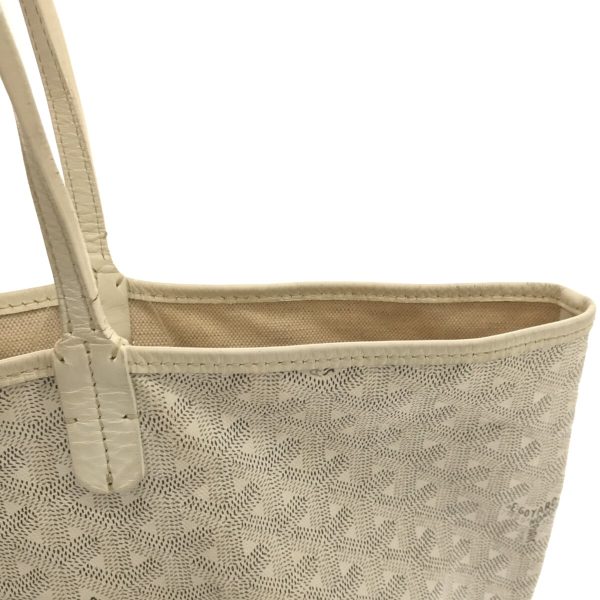 36404116 10 Goyard Saint Louis Coated Canvas Leather Tote Bag White Light Gray