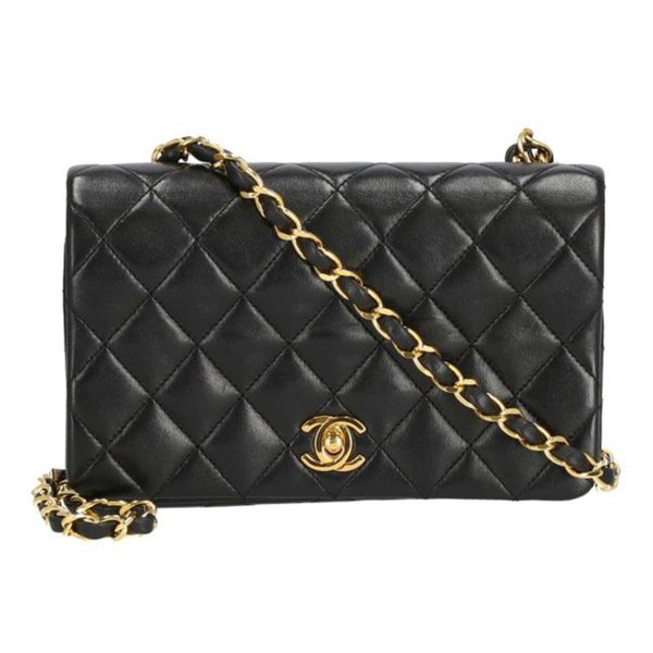 36478 1 Chanel Matelasse Full Flap Chain Shoulder Bag Black