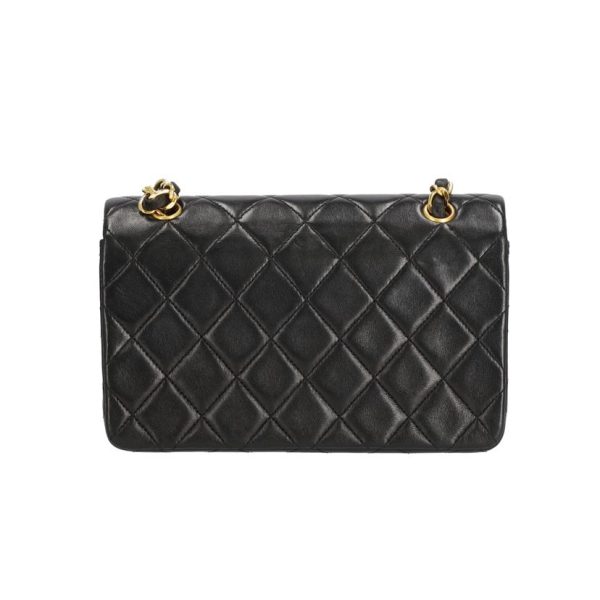 36478 2 Chanel Matelasse Full Flap Chain Shoulder Bag Black