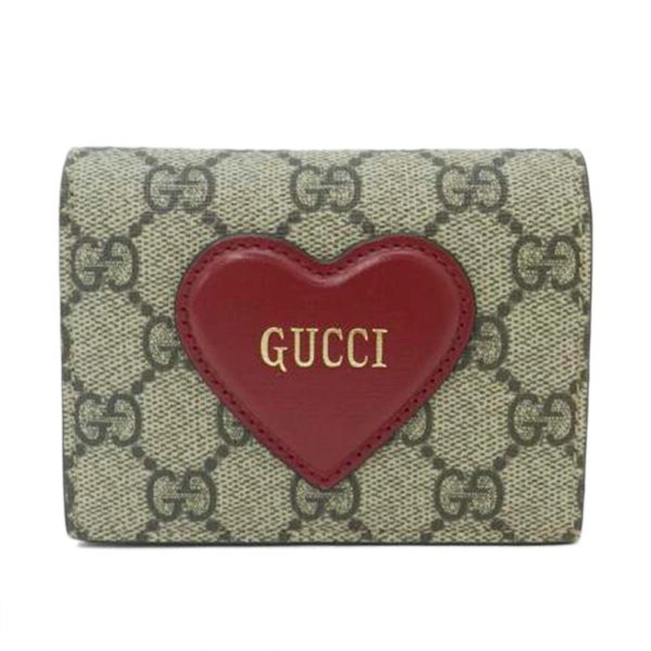 36530 1 Gucci GG Supreme Heart Motif Compact Wallet Gray