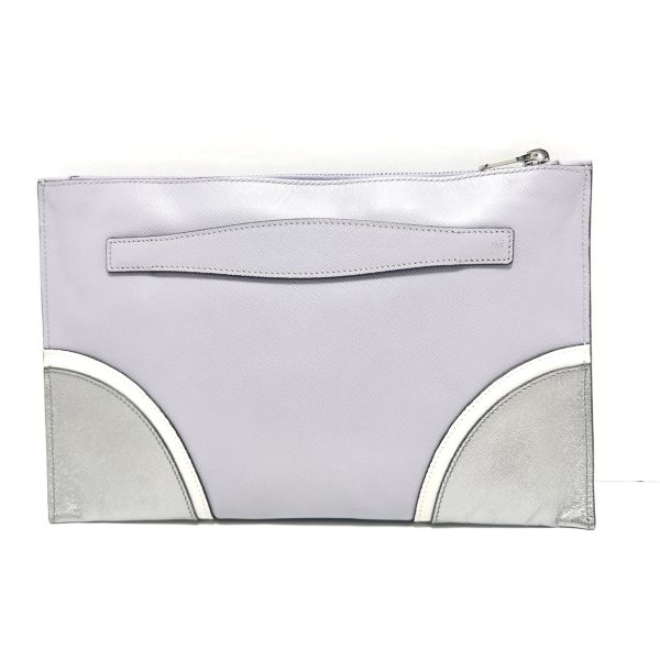 36540744 3 Prada Clutch Bag Saffiano Leather Purple Silver