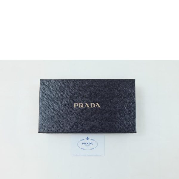 36558 8 PRADA Prada Saffiano Leather Flap Long Wallet Bag Black