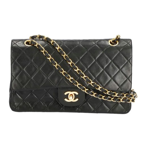 36577 1 Chanel Matelasse W Flap Chain Shoulder Bag Black