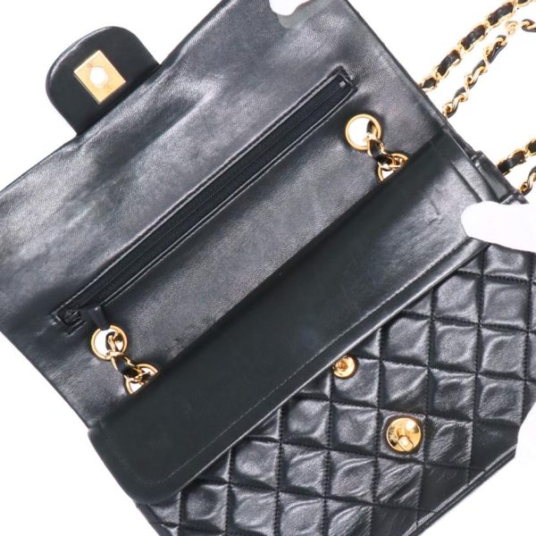 36577 10 Chanel Matelasse W Flap Chain Shoulder Bag Black