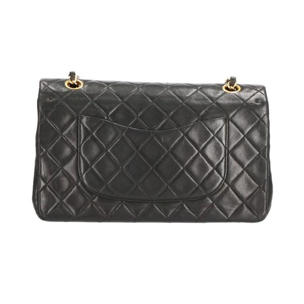 36577 2 Chanel Matelasse W Flap Chain Shoulder Bag Black