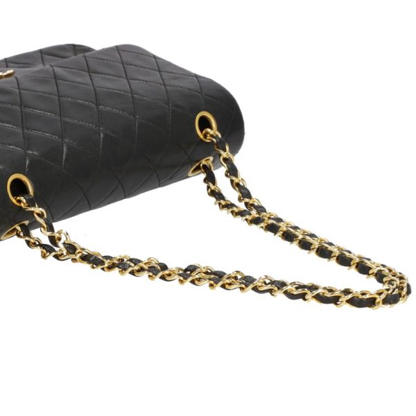 36577 4 Chanel Matelasse W Flap Chain Shoulder Bag Black