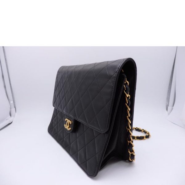 36614 3 Chanel Matelasse Single Flap Chain Shoulder Bag Black