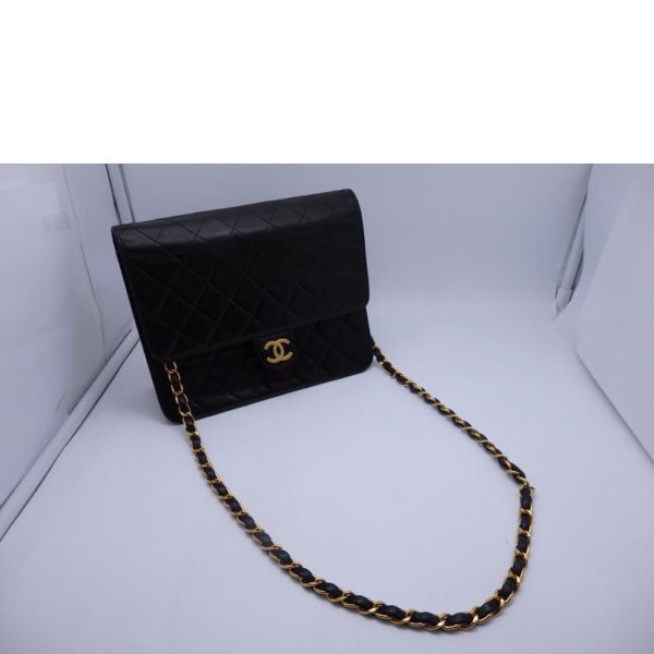 36614 7 Chanel Matelasse Single Flap Chain Shoulder Bag Black