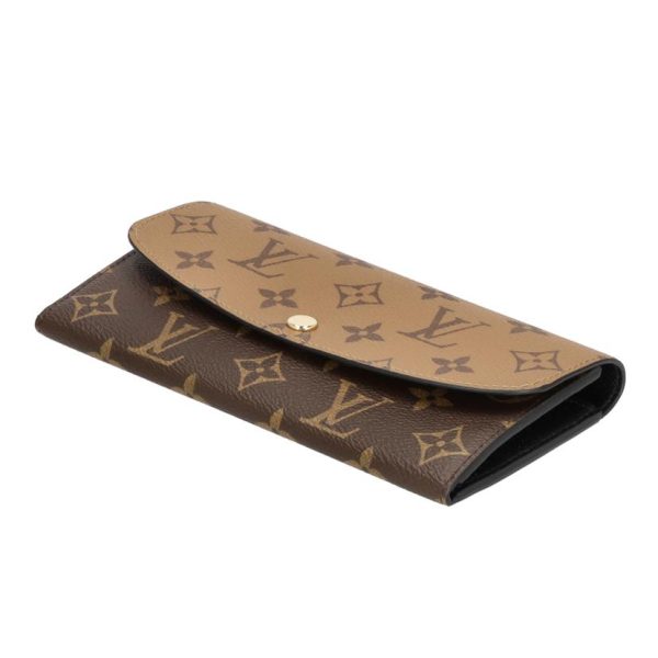 36676 3 Louis Vuitton Portefeuille Emily Monogram Reverse Wallet Bag Brown