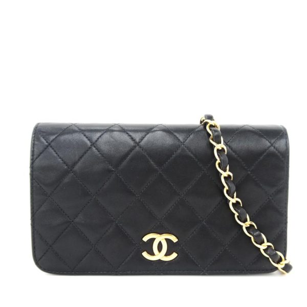 36720 1 Chanel Full Flap Mini Matelasse Chain Shoulder Bag Black