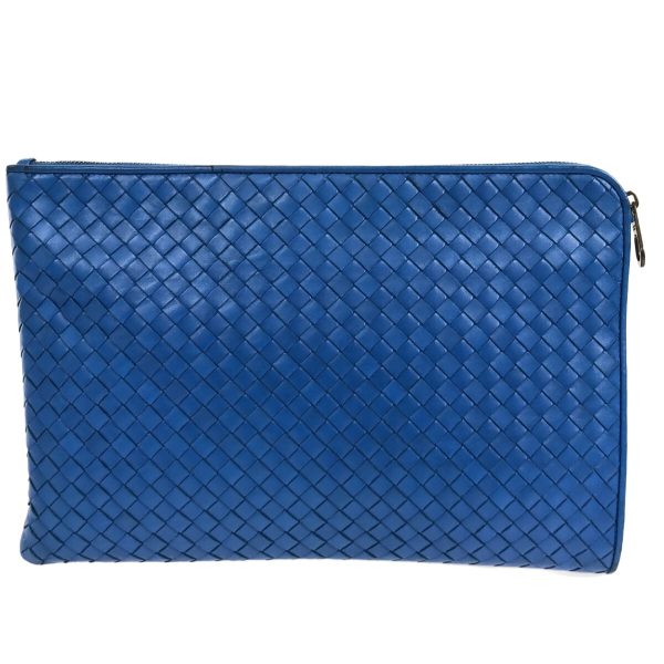 36847478 3 Bottega Veneta Intrecciato Clutch Bag Blue Leather