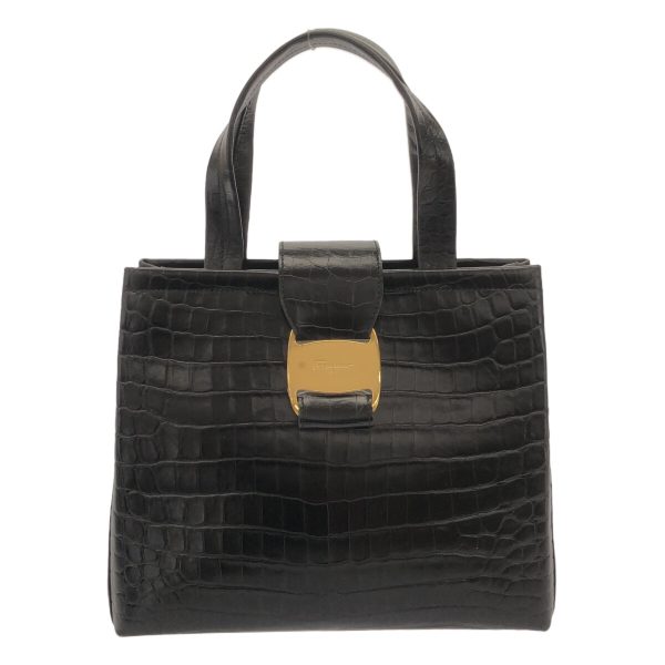 36847639 1 Salvatore Ferragamo Vara Embossed Leather Tote Bag Black