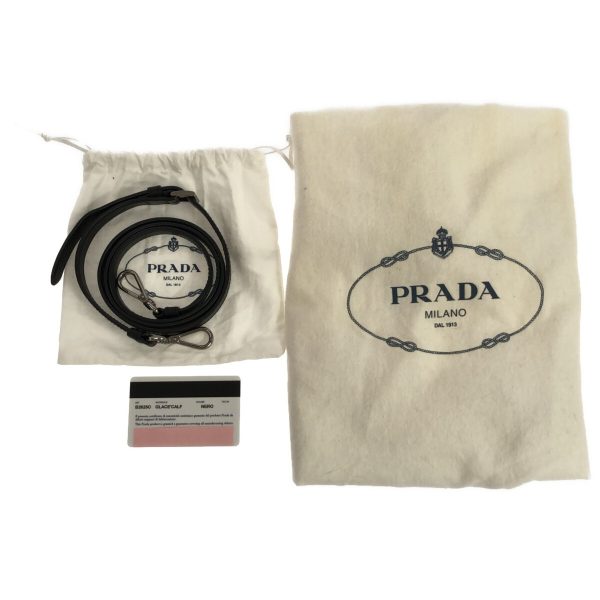 36851975 11 Prada Shoulder Bag Leather Metal Black Silver