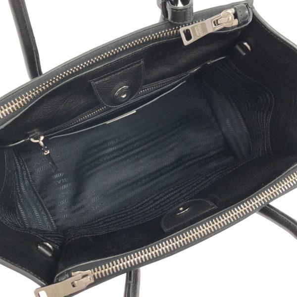 36851975 6 Prada Shoulder Bag Leather Metal Black Silver