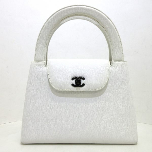 36855093 1 Chanel Coco Mark Handbag Caviar Skin White