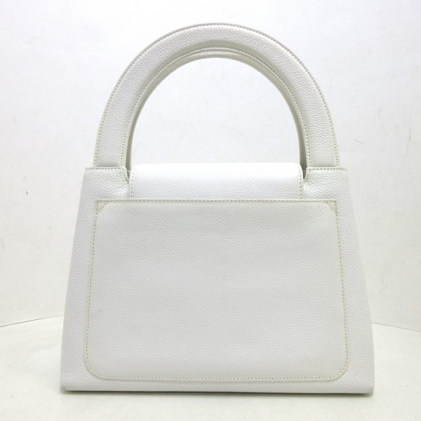 36855093 3 Chanel Coco Mark Handbag Caviar Skin White