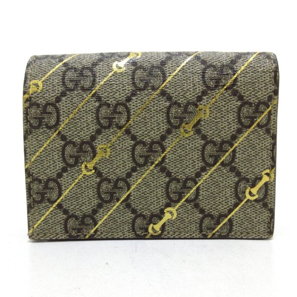 36855360 2 Gucci GG Supreme Bifold Wallet Horsebit Print Brown