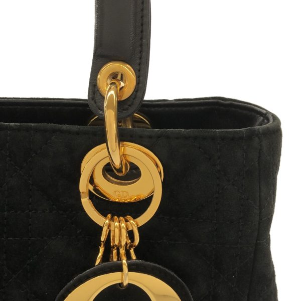 36855423 9 Dior Lady Dior Medium Handbag Black Suede Leather