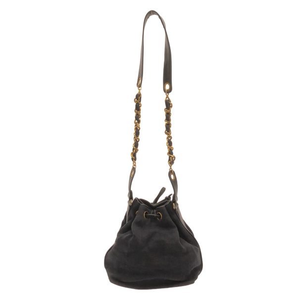 36855560 3 Chanel Drawstring Bag Canvas Leather Black