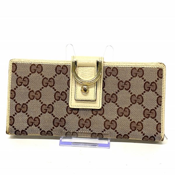 36855963 1 Gucci GG Abby Long Wallet Beige Dark Brown Jacquard