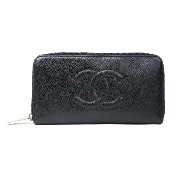 36873 1 Chanel Matelasse Caviar Skin Long Wallet Black