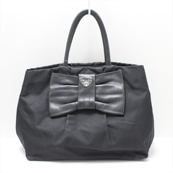 36897805 1 Prada Handbag Nylon Leather Black