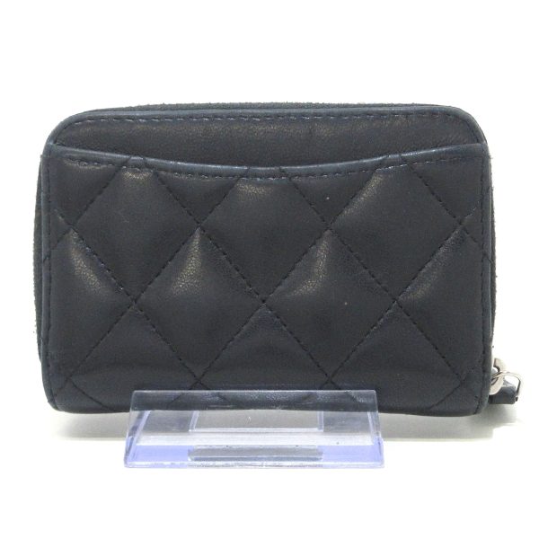 36901285 2 Chanel Classic Zip Coin Purse Matelasse Coin Case Round Zipper Silver Hardware Lambskin Black