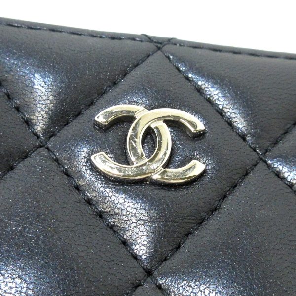 36901285 6 Chanel Classic Zip Coin Purse Matelasse Coin Case Round Zipper Silver Hardware Lambskin Black