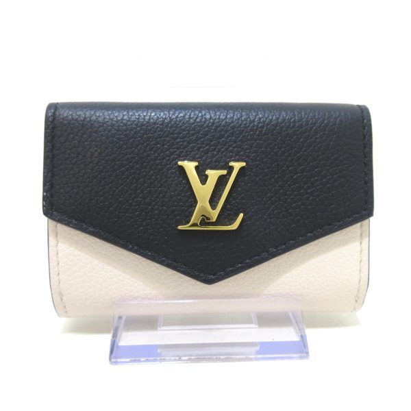 36901634 1 Louis Vuitton Portefeuille Rock Grain Calf Leather Trifold Wallet Noir Creme Rose