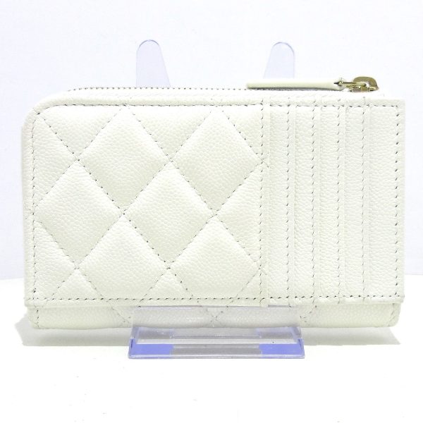 36901651 2 Chanel Classic Card Case L Shaped Zipper Gold Hardware Caviar Skin White